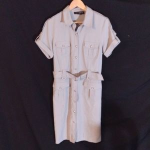 Sz 12 Sheragano Heather gray shirt dress